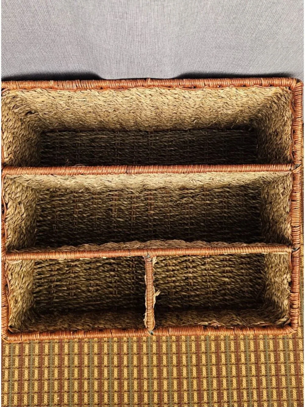 Woven Seagrass Basket With 5 Compartments For Storage & Organization 12